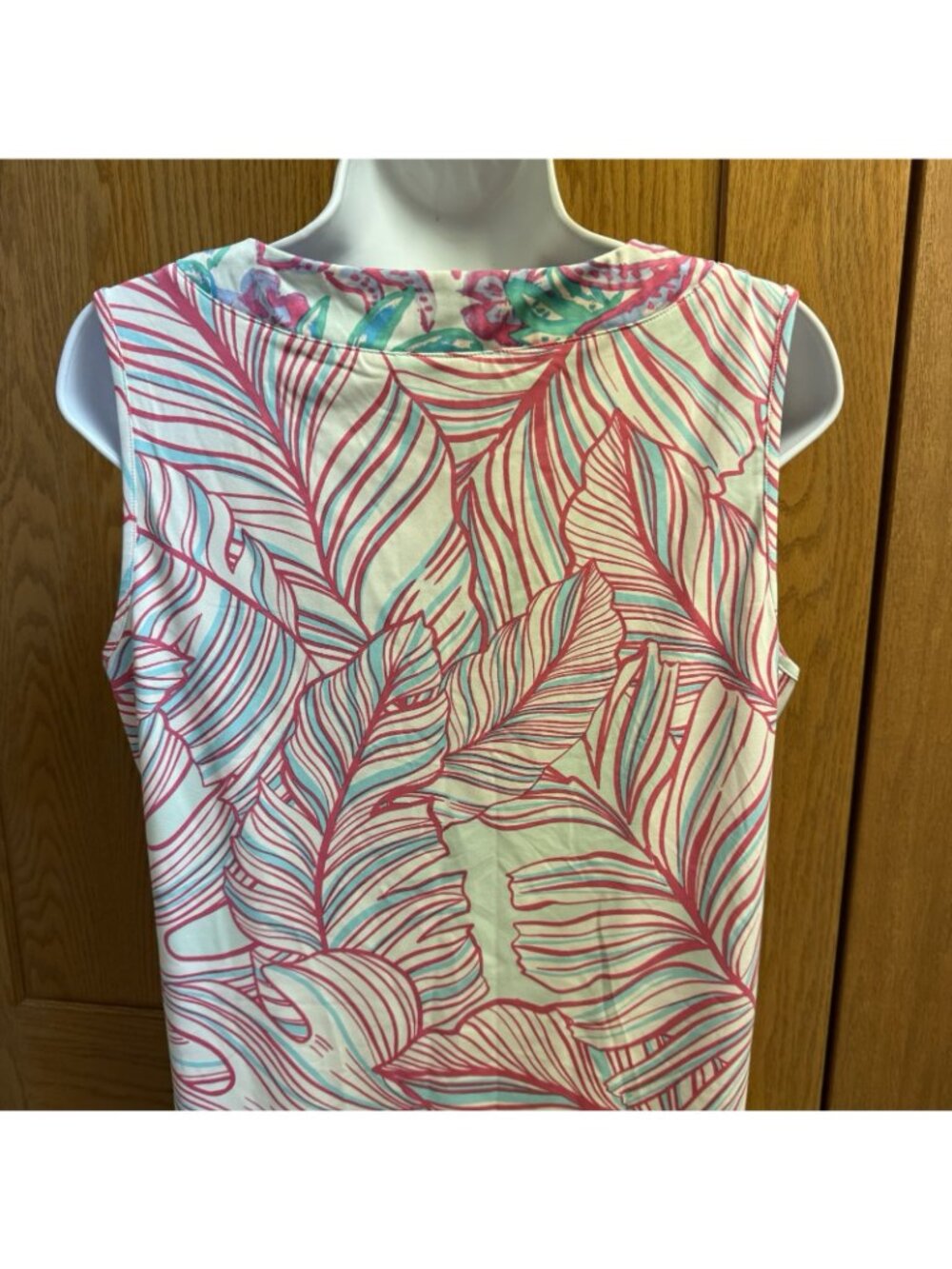 Stella Parker Leafy Print Sleeveless Shift Dress - Medium - Picture 3 of 5